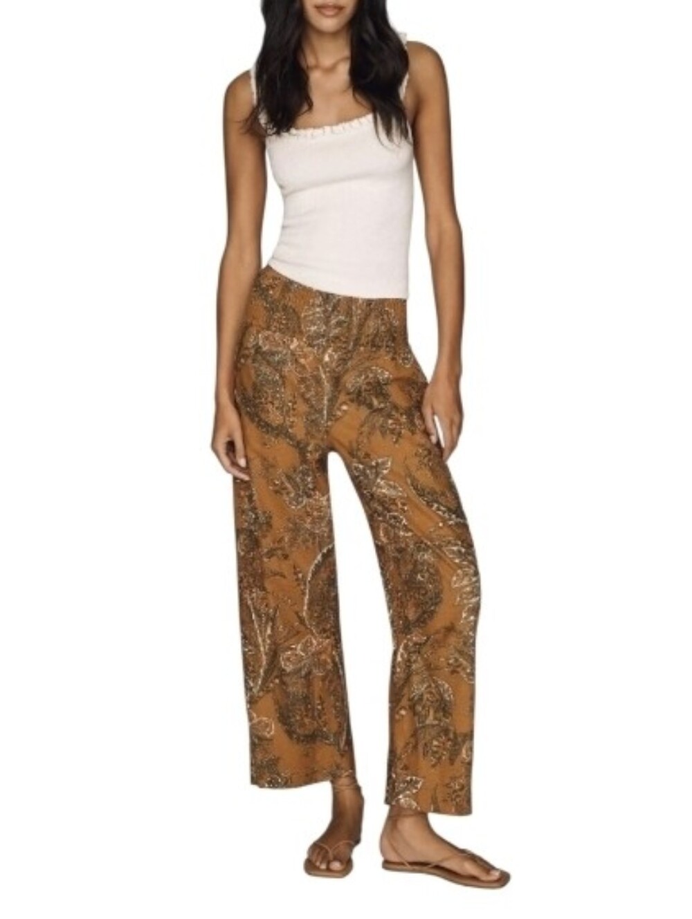 Pilcro Anthropologie Reese Smocked Pull-On Barrel-Leg Pants Size M NWT